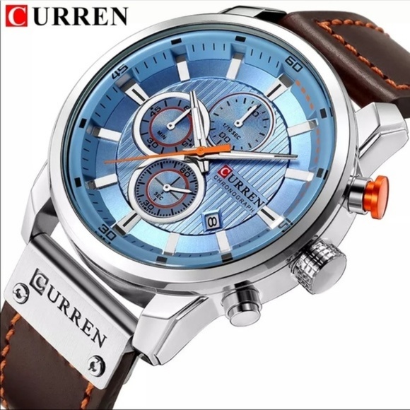 Curren Stainless Steel Men's Leather Analog Watch Designer - Picture 3 of 5